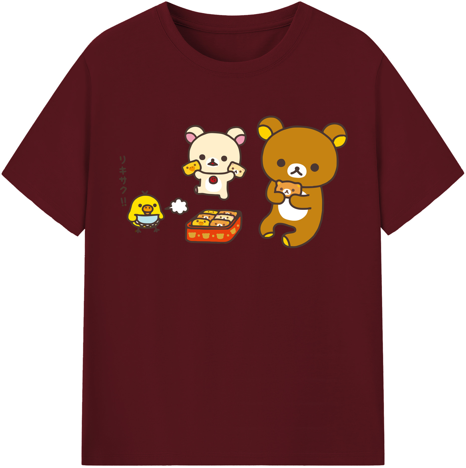 （画像用） リラックマ リラックマ キイロイトリ Rilakkuma Korilakkuma Kiiroitori 綿100％半袖Tシャツ（フロントプリント）